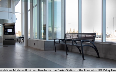 Wishbone Commercial Modena Alunimum Benches at the Davies Station of the Edmonton LRT Valley Line-1